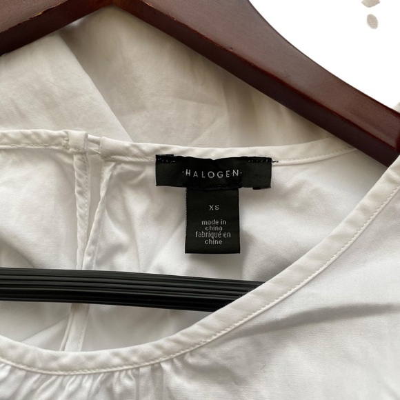 Halogen White Cotton Flutter Sleeve Top Women’s Size XS - Picture 3 of 5